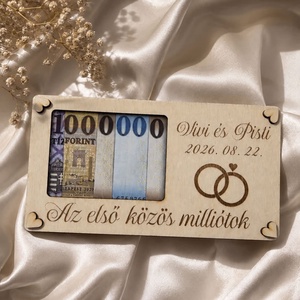 Gravírozott, MILLIÓS, mágneses pénzátadó, Esküvő, Nászajándék, Esküvői pénzátadó képkeret, , MESKA