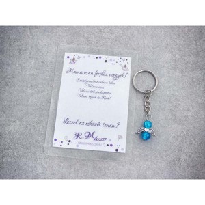 Hamarosan férjhez megyek kék angyal medálos kulcstartó - esküvő - meghívó & kártya - tanú felkérő - Meska.hu