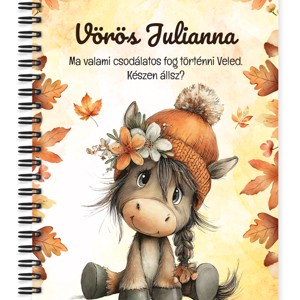 Személyre szabható - Cuki őszi póni csüccs mintás A5-ös füzet, Otthon & Életmód, Papír, írószer, Jegyzetfüzet & Napló, , MESKA