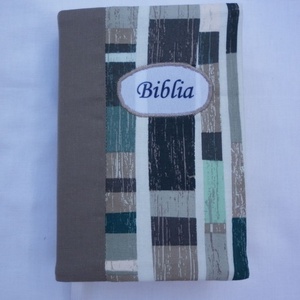 Bibliaborító - szürke-zöld mintával - otthon & lakás - papír írószer - könyv- és füzetborító - Meska.hu