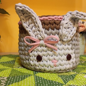 Nyuszis tároló, Otthon & Életmód, Babaszoba, gyerekszoba, Játéktároló, Horgolás, MESKA