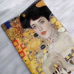 Textilbőr könyvtok, Klimt, Adele portréjával, Könyv & Zene, Könyvtok, Varrás, MESKA