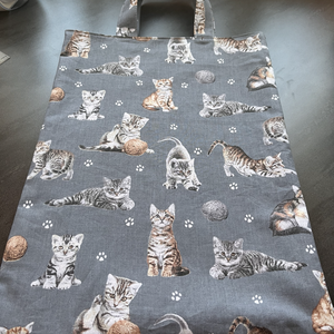 Kézzel készült vászontáska � macskás mintával, több változatban, Táska & Tok, Bevásárlás & Shopper táska, Kenyeres zsák, , MESKA