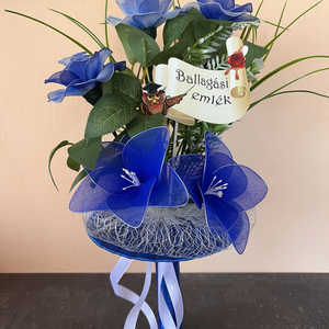 Ballagási emlék � kék örökcsokor bagollyal, egyedi ajándék, Otthon & Életmód, Virágdekoráció, Virágok, Virágcsokor, Virágkötés, MESKA