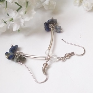 Lapis lazuli fülbevaló - ékszer - fülbevaló - lógó fülbevaló - Meska.hu