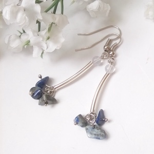 Lapis lazuli fülbevaló - ékszer - fülbevaló - lógó fülbevaló - Meska.hu