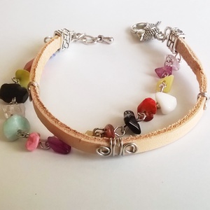 Natúr marhabőr és ásvány karkötő -  - Meska.hu