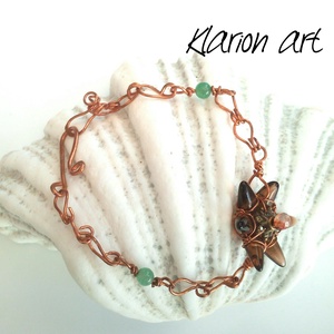 Réz, achát, jade ásvány és üveg  egyedi karkötő - Meska.hu