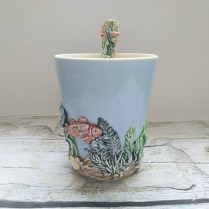 Mint hal a vízben, kiskanál és bögre kedves halakkal - diy (csináld magad) - szabásminta, útmutató - Meska.hu