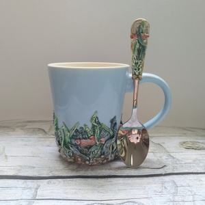 Mint hal a vízben, kiskanál és bögre kedves halakkal - diy (csináld magad) - szabásminta, útmutató - Meska.hu