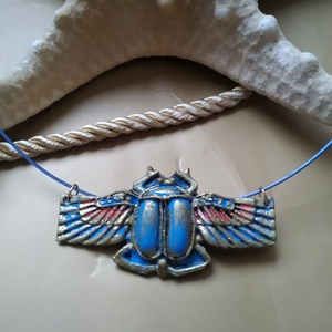 Khepera, szent szkarabeusz medálos sodrony nyakék - ékszer - nyaklánc - medálos nyaklánc - Meska.hu