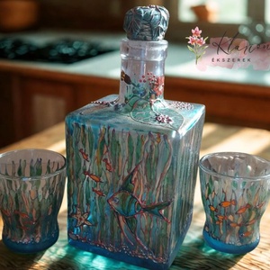 Víz alatti világ, festett italos szett - Meska.hu