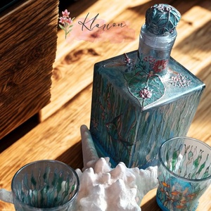 Víz alatti világ, festett italos szett - otthon & életmód - dekoráció - asztal és polc dekoráció - díszüveg - Meska.hu