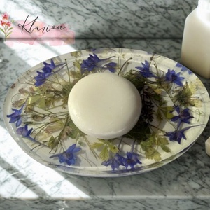 Szappantartó szárított virágokkal, levelekkel gyantába öntve - otthon & életmód - fürdőszoba - szappantartó - Meska.hu