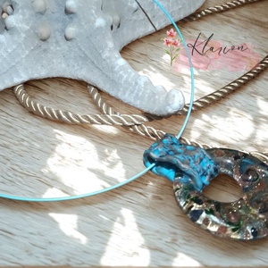 Aranyló örvény, üveg medálos sodrony nyakék - ékszer - nyaklánc - medálos nyaklánc - Meska.hu