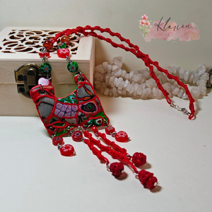 Piros keleti hercegnő nyaklánc - ékszer - nyaklánc - medálos nyaklánc - Meska.hu