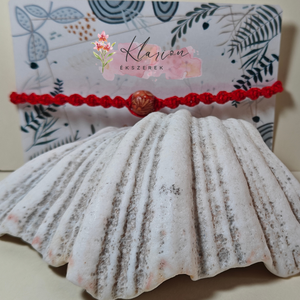 Piros védelmező makramé kabbala karkötő - ékszer - karkötő - fonott karkötő - Meska.hu