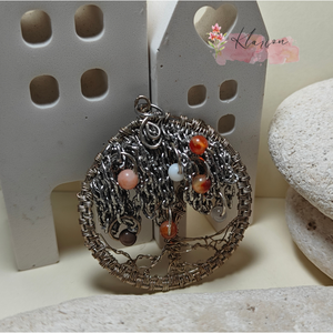 Életfa medál ásványgyöngyökkel - Meska.hu