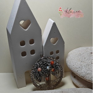 Életfa medál ásványgyöngyökkel - ékszer - nyaklánc - medál - Meska.hu