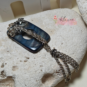 Színjátszó kagyló medál ékszerdróttal - ékszer - nyaklánc - medál - Meska.hu