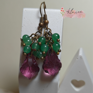 Szeder és szőlő jade fülbevaló - ékszer - fülbevaló - lógó fülbevaló - Meska.hu