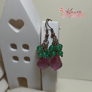 Szeder és szőlő jade fülbevaló - ékszer - fülbevaló - lógó fülbevaló - Meska.hu