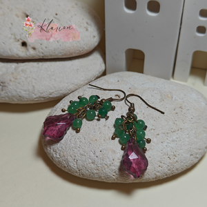 Szeder és szőlő jade fülbevaló - ékszer - fülbevaló - lógó fülbevaló - Meska.hu