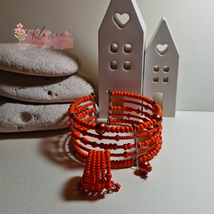 Narancs gyöngy szett - ékszer - ékszerszett - Meska.hu