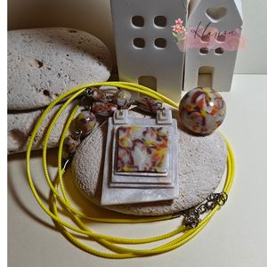 Márványos nyaklánc, gyűrű szett - ékszer - ékszerszett - Meska.hu