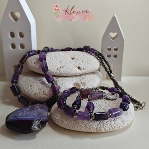 Levendula ametisztás ványgyöngy szett - esküvő - ékszer - ékszerszett - Meska.hu