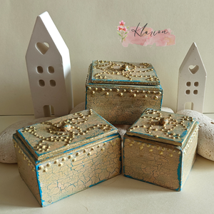 Vintage fedeles ékszertartó dobozka szett - Meska.hu