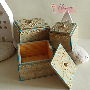 Vintage fedeles ékszertartó dobozka szett - ékszer - ékszertartó - ékszerdoboz - Meska.hu