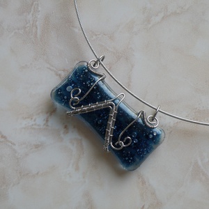 Novemberi óceán - üvegékszer nemeacél dróttal -  - Meska.hu