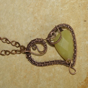 Citrom jáde vörösréz nyaklánc fülbevalóval -  - Meska.hu