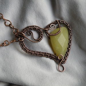 Citrom jáde vörösréz nyaklánc fülbevalóval -  - Meska.hu