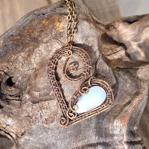 Vörösréz ékszer szett kalcedon ásványkövekkel - ékszer - ékszerszett - Meska.hu