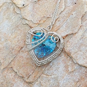 Kék szív igazi ezüstben, Ékszer, Nyaklánc, Medálos nyaklánc, Ékszerkészítés, MESKA