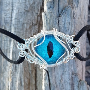 Kék sárkányszemes karkötő - ékszer - karkötő - karkötő medállal - Meska.hu