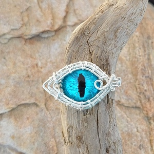 Kék sárkányszemes gyűrű - ékszer - gyűrű - statement gyűrű - Meska.hu