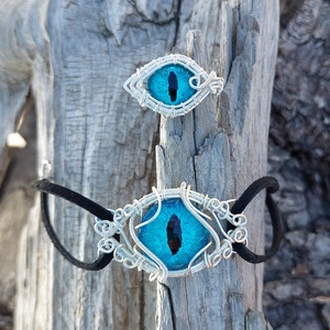 Kék sárkányszemes gyűrű - ékszer - gyűrű - statement gyűrű - Meska.hu