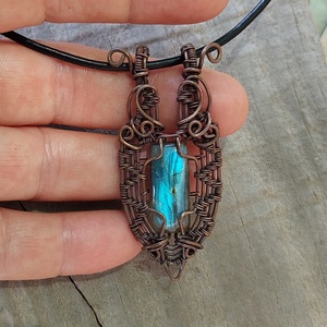 Labradorit és vörösréz, Ékszer, Nyaklánc, Medálos nyaklánc, Ékszerkészítés, MESKA