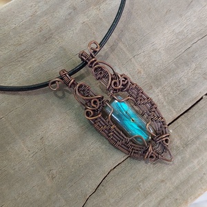 Labradorit és vörösréz - ékszer - nyaklánc - medálos nyaklánc - Meska.hu