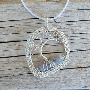 Életfa fluorit ásvánnyal - ékszer - nyaklánc - medálos nyaklánc - Meska.hu