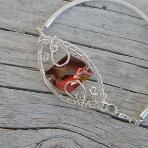 Sterling ezüst karkötő vörös swarovski kristállyal - ékszer - karkötő - karkötő medállal - Meska.hu