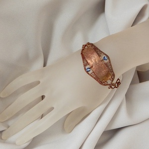 Vörösréz karkötő szodalit kövekkel - ékszer - karkötő - karkötő medállal - Meska.hu