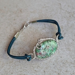 Zoizit-rubin acél karkötő, Ékszer, Karkötő, Ásványkarkötő, , MESKA