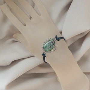 Zoizit-rubin acél karkötő - ékszer - karkötő - ásványkarkötő - Meska.hu