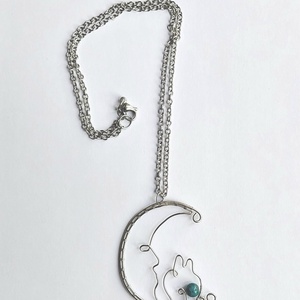 Acél nyaklánc apatit ásványkővel - ékszer - nyaklánc - medálos nyaklánc - Meska.hu