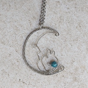 Acél nyaklánc apatit ásványkővel, Ékszer, Nyaklánc, Medálos nyaklánc, Ékszerkészítés, MESKA