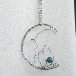 Acél nyaklánc apatit ásványkővel - ékszer - nyaklánc - medálos nyaklánc - Meska.hu